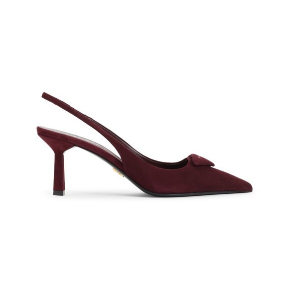 Prada Burgundy Suede Pumps With Delicate Bow Accent - NWT - Picture 1 of 3